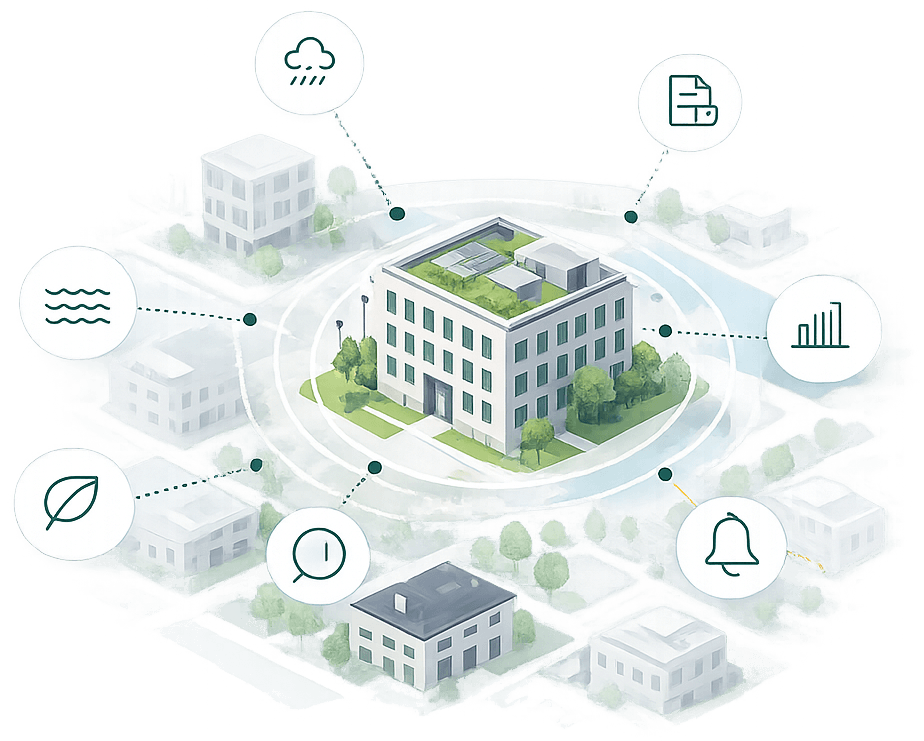 Illustration showing continuous property and portfolio monitoring